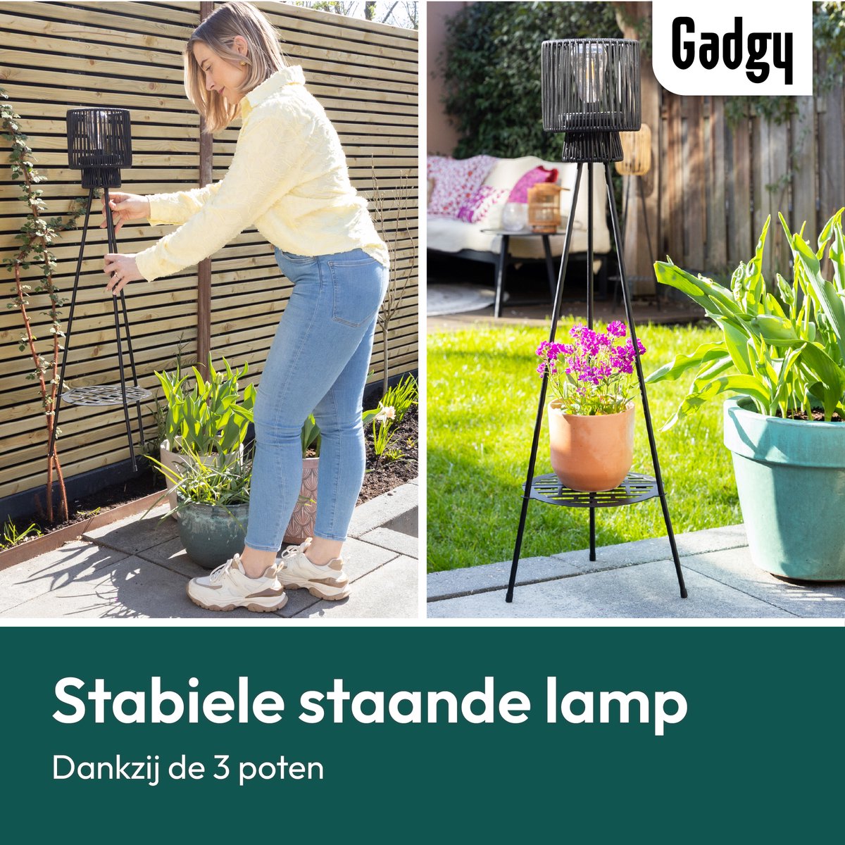 Solar Staande Lamp Driepoot – Zwart – 103 cm