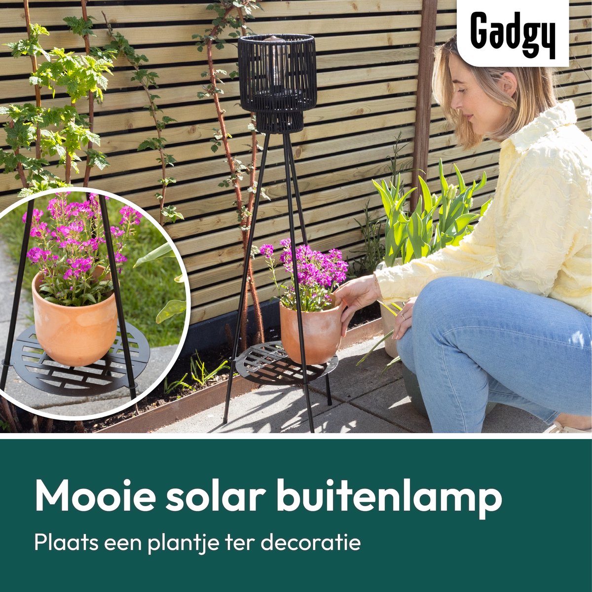 Solar Staande Lamp Driepoot – Zwart – 103 cm