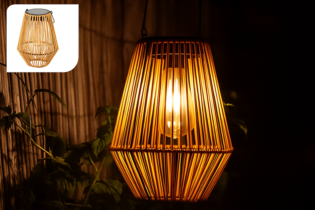 Solar lantaarn creëert sfeerverlichting in tuin