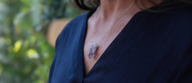 Ruwe lavendel amethist 14k gold filled ketting of 925 zilver