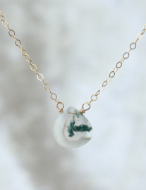 Mosagaat gold filled of 925 zilver ketting