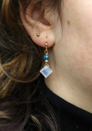 Regenboog maansteen, apatiet 14k gold filled oorbellen