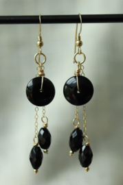Onyx 14k gold filled gouden oorbellen
