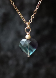 Fluoriet hart 14k gold filled gouden ketting