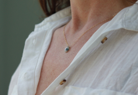 Mosagaat gold filled of 925 zilver ketting