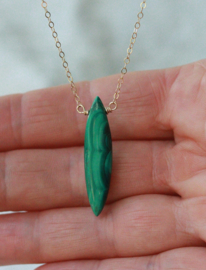 Malachiet 14k gold filled of 925 zilveren ketting