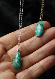 Russische amazoniet hanger ketting goud of zilver