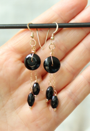 Onyx 14k gold filled gouden oorbellen