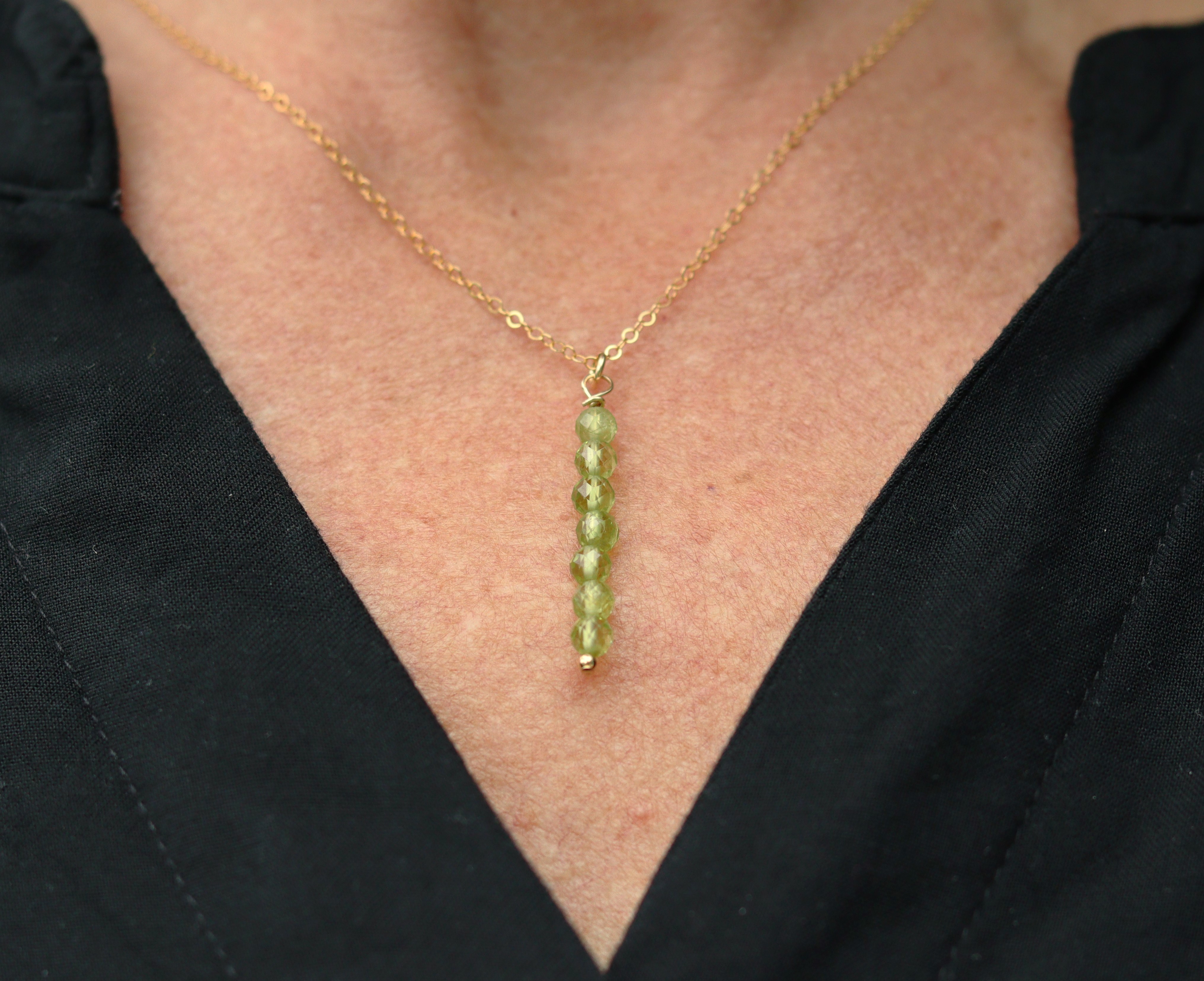 Peridoot tube 14 k gold filled gouden of zilveren ketting