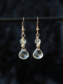 Citrien gouden 14k gold filled oorbellen,