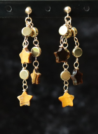 Tijgeroog 14k gold filled gouden oorbellen