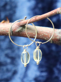 Citrien gouden 14k gold filled of 925 zilveren creool oorbellen,