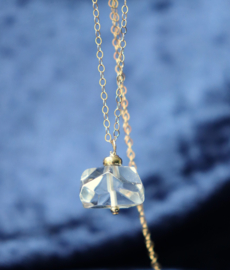 Herkimer diamant hanger aan 14k gold filled of 925 zilveren ketting