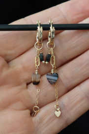 Agaat hart 14k gold filled gouden oorbellen