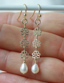 Zoetwaterparel oorbellen gold plated