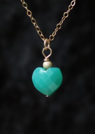 Chrysopraas hart 14k gold filled gouden ketting