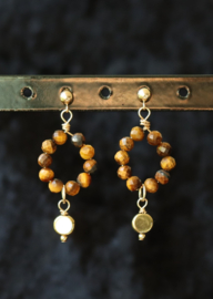 Tijgeroog 14k gold filled gouden oorbellen