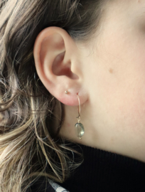 Prasioliet of groene amethist 14k gold filled gouden of 925 zilveren creool oorbellen,