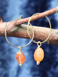 Carneool gouden 14k gold filled of 925 zilveren  creool oorbellen,