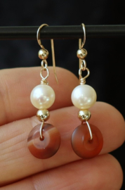 Sardonyx gouden 14k gold filled oorbellen