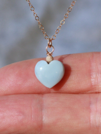 Opaal hart  met 14k gold filled gouden ketting