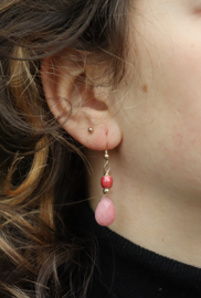 Roze opaal opaal 14k gold filled gouden oorbellen