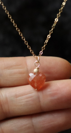 Zonnesteen hart 14k gold filled gouden ketting