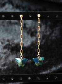 Mohave koper turkoois 14k gold filled gouden oorbellen