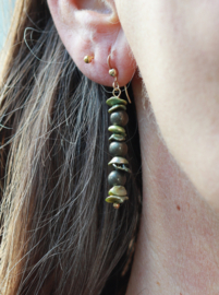 Pyriet (lucky stone)en zoetwaterparel 14k gold filled oorbellen,