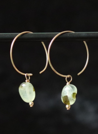 Prehniet14k gold filled gouden of 925 zilveren creool oorbellen,