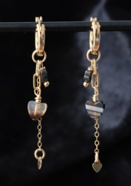 Agaat hart 14k gold filled gouden oorbellen