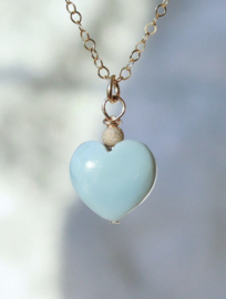 Opaal hart  met 14k gold filled gouden ketting