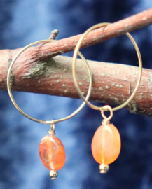 Carneool gouden 14k gold filled of 925 zilveren  creool oorbellen,