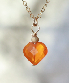 Carneool hart 14k gold filled gouden ketting