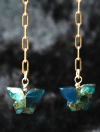 Mohave koper turkoois 14k gold filled gouden oorbellen