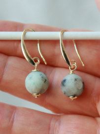 Jaspis oorbellen gold plated