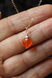 Carneool hart 14k gold filled gouden ketting