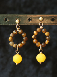 Tijgeroog 14k gold filled gouden of 925 zilveren oorbellen
