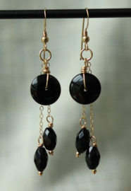 Onyx 14k gold filled gouden oorbellen