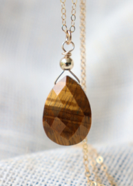 Tijgeroog 14k gold filled gouden ketting