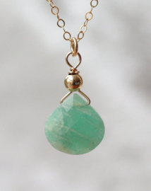 Amazoniet hanger ketting goud of zilver