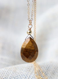 Tijgeroog 14k gold filled gouden ketting