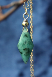 Diamantvorm smaragd 14k gold filled gouden of 925 zilveren ketting