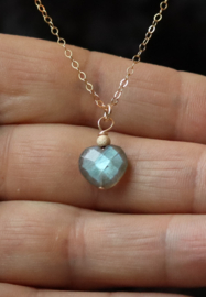 Labradoriet hart met 14k gold filled gouden ketting