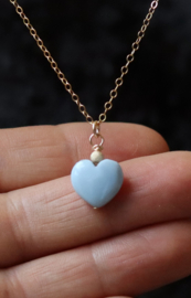 Opaal hart  met 14k gold filled gouden ketting