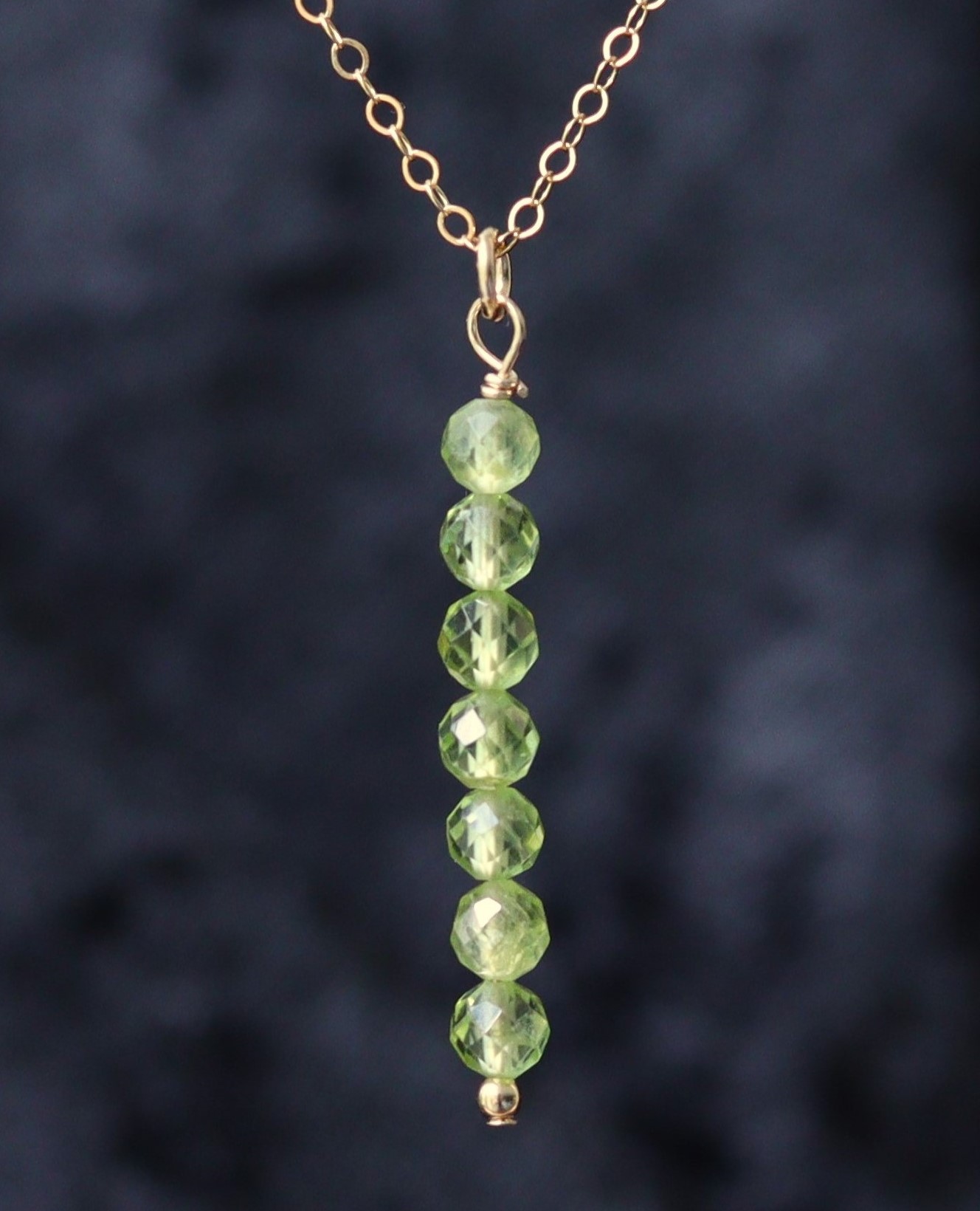 Peridoot tube 14 k gold filled gouden of zilveren ketting