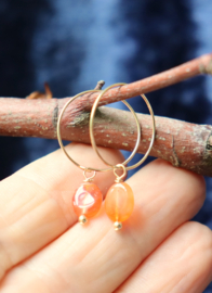 Carneool gouden 14k gold filled of 925 zilveren  creool oorbellen,
