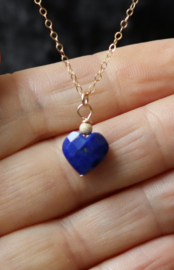 Lapis lazuli hart 14k gold filled gouden ketting