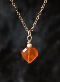 Carneool hart 14k gold filled gouden ketting