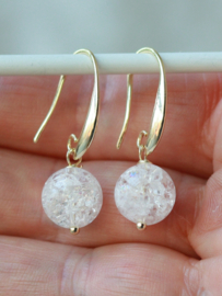 Bergkristal oorbellen gold plated